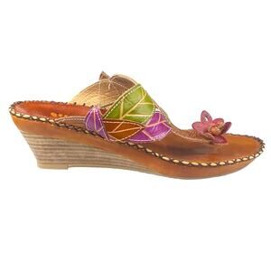 Spring Step Women's Carolyn Floral Flower Detail Sandal Size 38 US 7.5/8
